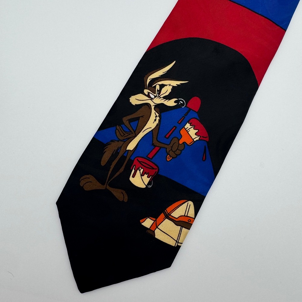 Vintage 1994 Wile E Coyote Road Runner Tie Balancine Hot Cakes Looney Tunes